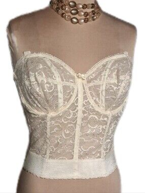 Goddess 36D Lacy Corset Top.  Ecru.